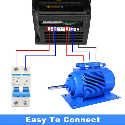 Diagram showing connections for 2.2KW 3HP 110V Variable Frequency Drive Inverter Controller with Vector Control for CNC Motors