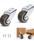 1.5 Inch Small Caster Wheels Two Pack, Heavy Duty Non Swivel Rigid Casters With 180 Lb Load Capacity, Rubber Replacement