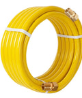 Yellow gas hose with Two 1/2 Inch NPT Brass Pipe Fittings Male Threaded Hex Nipples Pack Of 2 For Gas Lines Propane Or Natural Gas