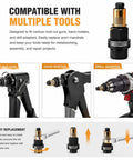 Rivet Nut Tool Set M3 Through M12 Mandrels Carbon Steel Construction Black Finish Heavy Duty Rivet Nut Kit For Auto Motorcycle And Workshop Repairs Reusable Mandrels Two Set compatible with rivet nut gun, hand riveter, and drill adapter