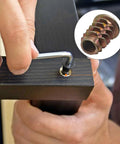 Installing 50 Piece M6 Zinc Alloy Threaded Inserts For Wood Furniture No Sweat Assembly Hex Socket Screw In Nuts With Allen Wrench.