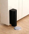 No Drill Door Stop Silent Ultra Thin For Bathroom With Strong Adhesive Mount Easy Install Heavy Duty Hold Anti Collision Windproof ABS 3 Inch Height Black Quiet Close mounted on door edge