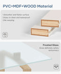42X84 Double Bifold Sliding Barn Door With Heavy Duty Hardware Kit Solid Mdf Build And Waterproof Pvc Trim showing layered PVC, MDF, wood, and frosted glass materials.