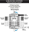 Wiring diagram for Model 5025 ST Six Way Blade Fuse Block With Negative Bus And Cover 100 Amp Marine Electrical Panel For Boats