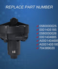 Secondary Air Injection Smog Pump Replacement For Mercedes Benz E350 E550 GL450 GL550 ML350 ML550 R350 S550 CL550 Replacement Part 0580000025 0001405185 0580000026 0001404685 A0001404685 A0001405185 704389020 with part numbers displayed.