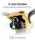 Close-up of 4K Camera Drone For Adults With Inverted Flight Mini Bi Copter featuring 3-axis gimbal for stable shots.