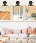 Set Of 3 Indoor Reading Wall Sconces Dope Vanity Lights Vintage Industrial Modern Wall Mount Fixtures With Black Matte 6.9 Inch Shade installed above framed art in living room