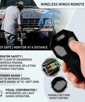 12V 24V Wireless Winch Remote Control Kit Universal 5 Wire Controller Receiver For Truck ATV And SUV Winches Long Range Easy Install Rugged Durable Wireless System hand-held remote with IN/OUT buttons