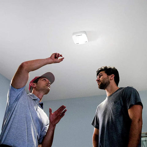 Two people under a Bright 1500 Lumen LED Light You Can Control And Schedule From Your Phone With A Smart Garage Hub Or Wi Fi Opener Super Easy Plug In
