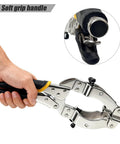 Hand holding Locking C Clamp Pipe And Tube Clamp With Four Non Slip Pads 11 Inch Heavy Duty Adjustable Welding Clamp