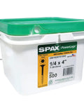 Pail of One Quarter Inch By Four Inch T Star Washer Head Exterior PowerLag Screw With High Corrosion Resistance, 500 pieces.