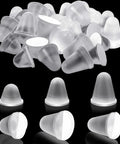 Heavy Duty Thirty Two Piece Cone Shaped Clear Rubber Bumpers With Powerful Self Adhesive Backing For Household Furniture in a pile.