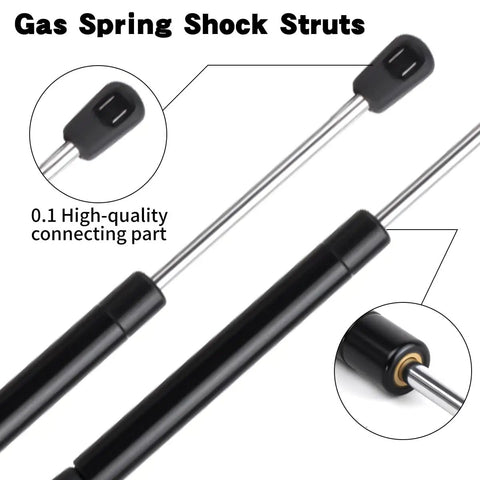 Heavy Duty Gas Struts Deliver Hefty Lift And No Fuss Operation For Tailgates RV Beds Tool Boxes And Outdoor Benches Built Tough To Beat Rust And Keep Seals Tight 2 Pack 10 Inch 100N close-up of gas shock struts showing connectors and quality design