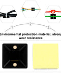 Image of 100 Pack Self Adhesive Cable Clips Black Wire Management Tackle Gnarly Power Cord Clutter with sticky back.