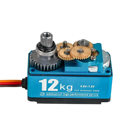 Heavy Duty Digital Servo Boasting Full Metal Gears And Badass 12Kcm Torque For Rc Vehicles Featuring Reliable 270 Degree Rotation and Rig Ready Precision Handling, showing metal gears.