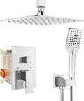 12 Inch Polished Chrome Ceiling Mount Rain Shower Head With ABS Handheld System Anti Scald Pressure Balance Valve Rough In Valve Body And Trim Kit Luxury Rain Mixer Spa Vibe Shower