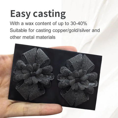 Slick Castable Jewelry Resin For DLP LCD 3D Printers 405nm 40 Percent High Wax Mix No Fuss Clean Burnout Dead Crisp Details Low Shrinkage Go To Choice For Gold Silver Crafting Black 1Kg Tub