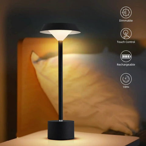 Cordless LED Table Lamp With Rechargeable Battery Dimmable Color Mixing And Touch Control Desk Light on bedside table