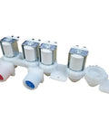 Premium Heavy Duty Washer Water Inlet Valve With Four Precision Solenoid Coils Exact Water Control Rust Resistant Abs And Metal Housing, features four solenoid coils.