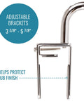 Adjustable Tub And Shower Grab Bar For Seniors With Textured Non Slip Handle Rust Resistant Safety Rail 250 Pound Capacity Universal Brackets Fit 3.3 To 5.8 Inch Tub Walls Easy Install For Confident Bath Time showing adjustable brackets