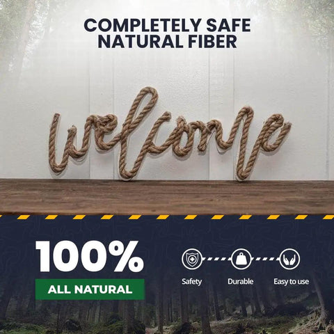 "Welcome" sign made from Built Tough Heavy Duty Twisted Jute Rope For Crafts And Garden Projects Thick 3 Strand Natural Fiber Rope