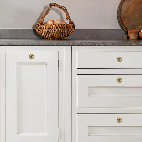 10 Pack 1 Inch Brushed Gold Cabinet Knobs And Drawer Pulls Set For Kitchen Cabinets Sleek Brushed Brass Small Ball Style