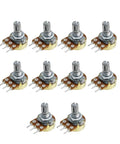 10 Pack WH148 Potentiometer 1K Ohm 3 Pin Linear Potentiometer Shaft 15mm for audio control, light dimming, motor speed regulation
