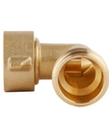 Close-up of 90 Degree Hose Elbow For RVs With Solid Brass Construction And Swivel Easy Grip Connector Delivers A No Fuss Fit For Three Quarters Inch Hose