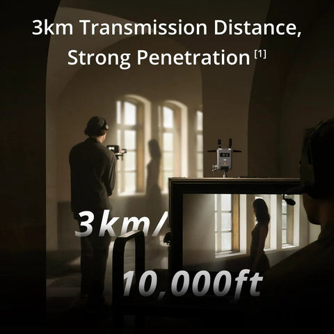 Person monitoring video transmission in a room showcasing SDR Wireless Video Transmission Kit with 3 km range and strong signal.