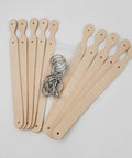 Top Shelf Natural Veggie Tan Leather Keychain Blanks 10 Pack Thick Custom Key Fobs with polished hardware and key rings.