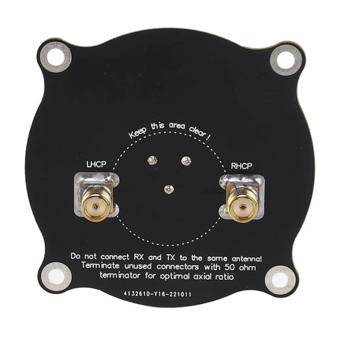Back view of Beefy High Gain 5.8GHz Triple Feed Patch Antenna for FPV Drones 9.4dBi, showing two connectors on black PCB.