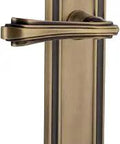 Mission Plate With Fleur Lever For Door Passage Privacy And Double Dummy In Antique Brass, Solid Forged Brass Door Hardware Set