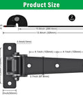 Heavy Duty Gate Hinges 1000 Lbs Reinforced Steel Strap Hinges For Farm And Driveway Gates 2 Pack Prevent Sagging Fits Wooden And Fence Gates 6mm Solid Steel, size diagram