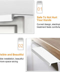 Close-up of a white concealed flat hidden pull, part of the 8 Pack Finger Edge Drawer Pulls, self adhesive for cabinets and wardrobe.