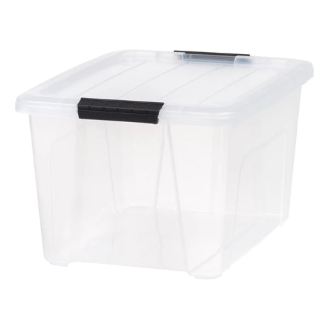 32 Qt BPA-Free Plastic Storage Bin With Lid, Stackable Tote For Pantry, Home, Closet And Office Organization, Airtight Clear Container With Durable Design And Locking Latches