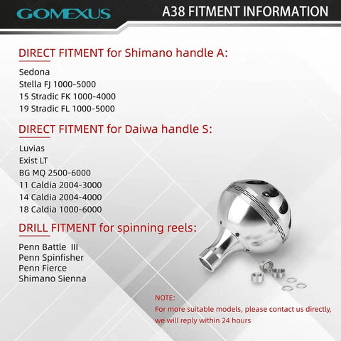Power Knob Upgrade For Shimano And Daiwa Reels, 38mm Metal Round Handle Product Specifications and Fitment Guide