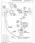Top Shelf 35 Inch Cable Driven Bath Drain Trim Kit With Rotary Overflow Cover And Smooth Pop Up Stopper Featuring Schedule 40 PVC Construction And Slick Champagne Bronze Finish specification sheet.
