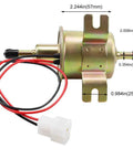 12V Inline Fuel Pump For Lawn Mower And More Low Pressure Transfer Pump Two Point Five PSI 30 GPH Universal Fit, side view