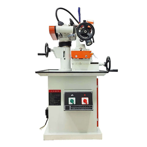 220V Universal Cutter Grinder And Saw Blade Sharpener featuring adjustable angle alignment and cooling loop, heavy duty shop tool.