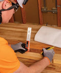 Craftsman using Digital Angle Finder 3 In 1 For Inside And Outside Angles, Lengths, And Miter Saw Protractor Angle Calculation on wood.