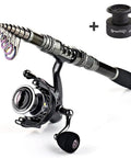 Travel Ready Telescopic Fishing Rod Combo With Spinning Reel And Carrier Bag Includes Lures And Line For Saltwater And Freshwater Angling Kit Grab And Go 1.8M Telescopic Pole For Easy Travel, featuring a carbon fiber rod and reel.