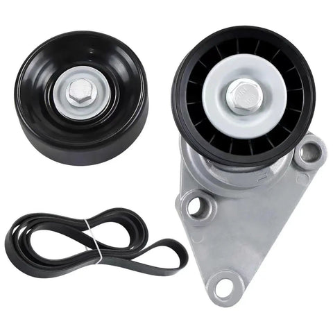 Serpentine Belt Drive Tensioner Pulley Component Kit For GM Hummer H2 Tahoe Silverado Suburban Avalanche Sierra 1500 2500 3500 2002-2008 Replacement Upgrade, belt and pulleys