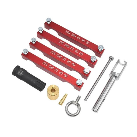 Engine Timing Tool Kit For M157 M276 M278 With T100 Injector Removal Pull Tool OEM 278589003300 parts arranged on white background