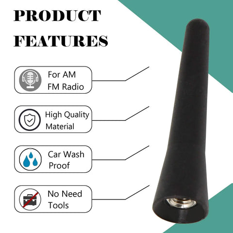 2.5 Inch Stubby Car Antenna Mast For Mini Cooper Countryman BMW Z3 Z4 128i VW Polo Golf AM FM Radio Replacement features diagram