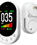 Plug In Wall Decibel Meter 30-130 dBA Sound Level Meter With Data Hold Max Min And Fast Slow Response 3 In 1 Noise Detector Temperature And Humidity For Classroom Home Library, white