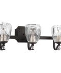 Anjoux Collection 3-Light Clear Water Glass Luxe Bath Vanity Light Antique Bronze Modern Bathroom Lighting Fixture With Crisp Glass And Warm Ambience For Your Bathroom Vibe.