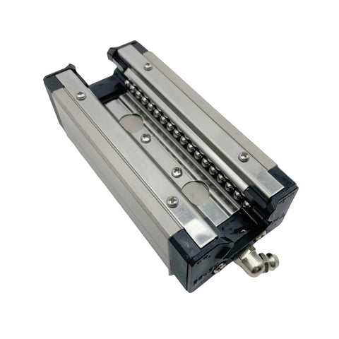 Heavy Duty Linear Guide Rail HSR25LR for CNC Machines and 3D Printers, 34.5x48x102.2mm block bearings, metal carriage close-up
