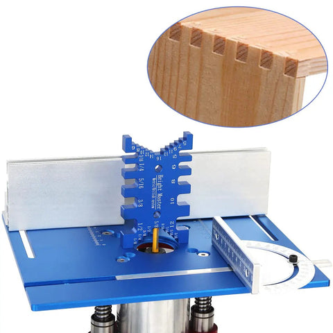 Pro Grade High Precision Aluminum Dovetail Caliper And Tenon Gauge For Woodworking Measuring Height And Gaps, Metric And Imperial, CNC Machined Aluminum Tool For Saw Tables And Machines MG016B on router table