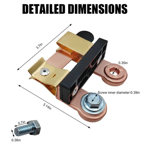 Bulletproof Horizontal Knife Blade Battery Disconnect Switch For Cars Trucks And Campers detailed dimensions with measurements displayed.