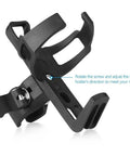 2 Pack Universal Bike Water Bottle Holders No Screws Easy Install Cup Cage With 360 Degree Rotatable Clip Fits 2.5 to 3.3 Inch Bottles Up To 27 Oz For Kids And Adults Bikes shown in close-up view